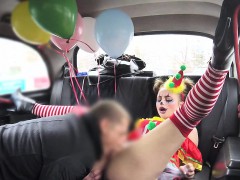 Hot clown got pussy banged in cab